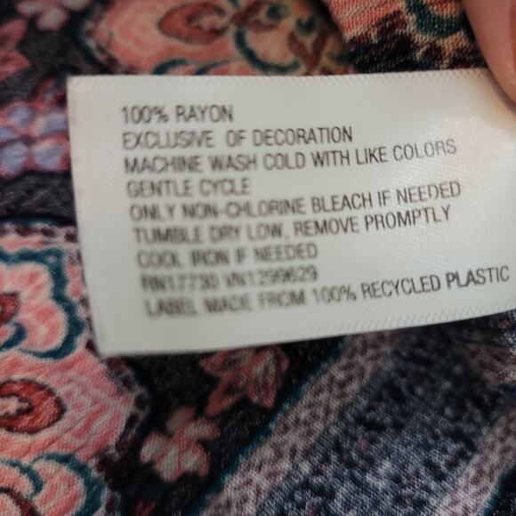 Knox Rose Size XS Patchwork Floral Kimono Poncho Cover Up White Purple Boho - Picture 8 of 8